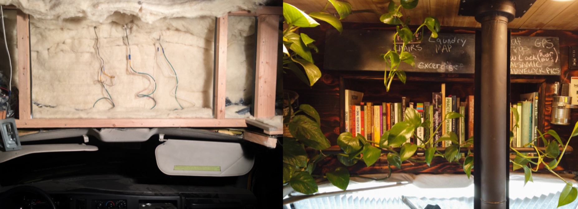 Skoolie Havelock Wool Insulation bookcase